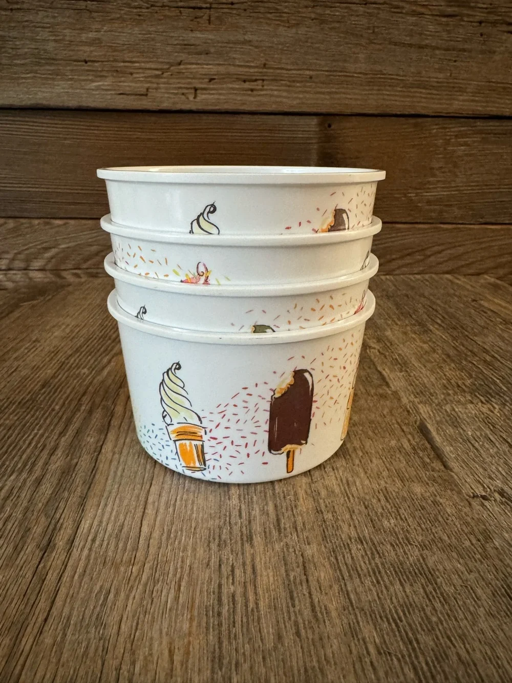 Sur La Table Ice Cream Print Melamin Dessert Bowls - Set of 4